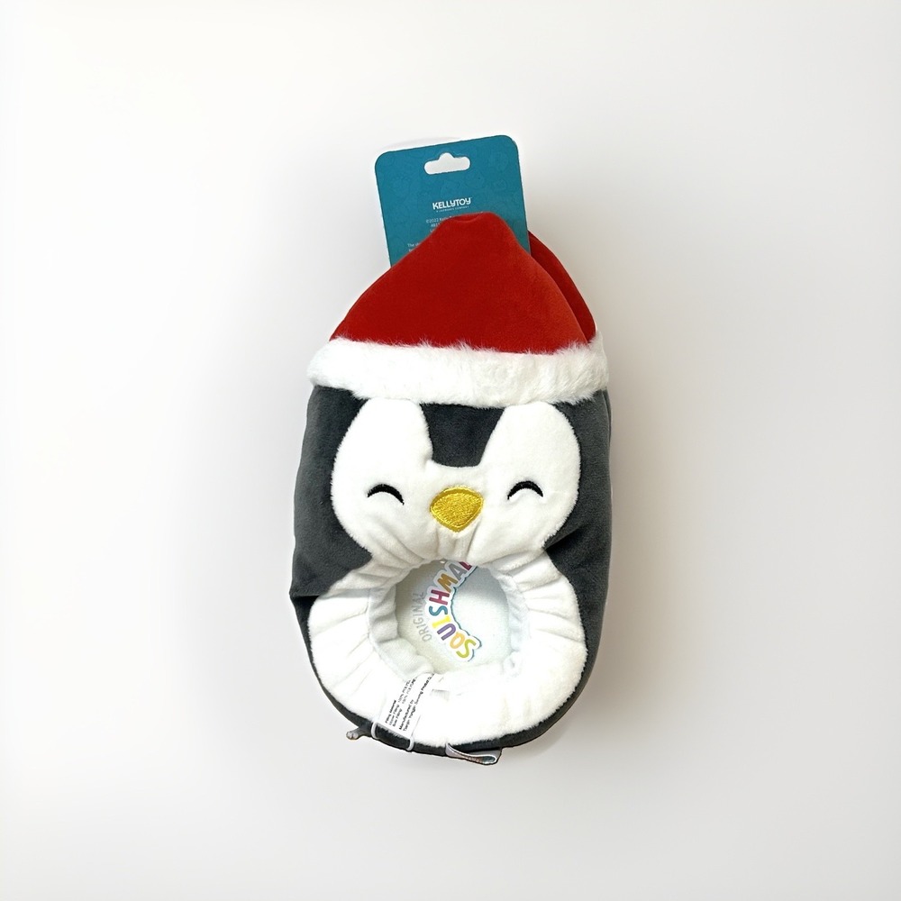 NWT Squishmallows Slippers Kids 13/1 Luna the Penguin Santa Hat Soft Comfy Gift